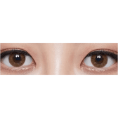 Olens Marry Me Orange Brown — both eyes wearing the contact lenses