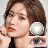 LensTown Mio Blonde Gray — model portrait showing the contact lens look