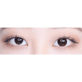 Olens Misty Romantic Choco (20p) — both eyes wearing the contact lenses