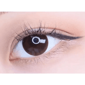 Olens Misty Romantic Choco (20p) — single-eye close-up showing the contact lens appearance
