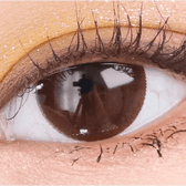 Olens Misty Romantic Choco (20p) — single-eye close-up showing the contact lens appearance