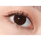Olens Misty Romantic Choco (20p) — single-eye close-up showing the contact lens appearance