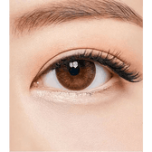 Olens Misty Romantic Hazel (20p) — single-eye close-up showing the contact lens appearance