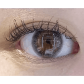 Olens Modernique 3 Color Gray — single-eye close-up showing the contact lens appearance