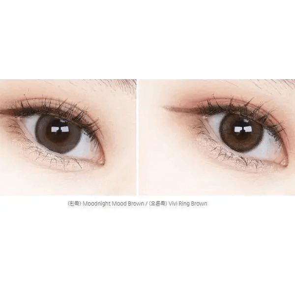 Olens Mood Night Mood Brown — both eyes wearing the contact lenses