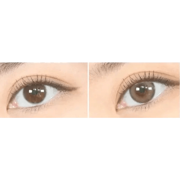 Olens Mood Night Mood Brown — both eyes wearing the contact lenses