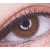 LensVery My Ann Something Brown — single-eye close-up showing the contact lens appearance