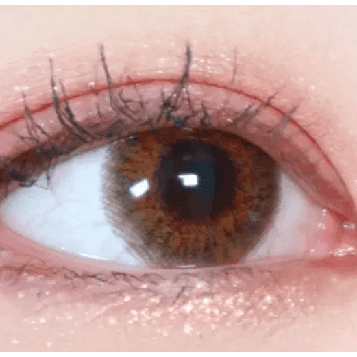 LensVery My Ann Something Brown — single-eye close-up showing the contact lens appearance
