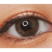 LensVery My Ann Something Brown — single-eye close-up showing the contact lens appearance