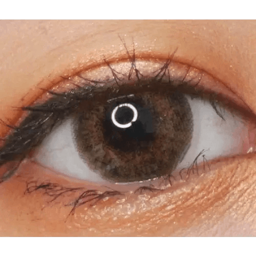 LensVery My Ann Something Brown — single-eye close-up showing the contact lens appearance