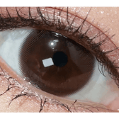 Olens Natural Day Brown (20p) — single-eye close-up showing the contact lens appearance