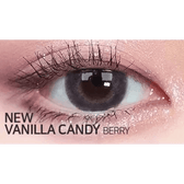 LensTown New Vanilla Candy Brown — single-eye close-up showing the contact lens appearance