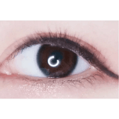 LensTown Nudy Coco Black — single-eye close-up showing the contact lens appearance