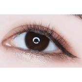 LensTown Nudy Coco Brown — single-eye close-up showing the contact lens appearance