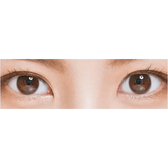 LensTown Nudy Coco Brown — single-eye close-up showing the contact lens appearance