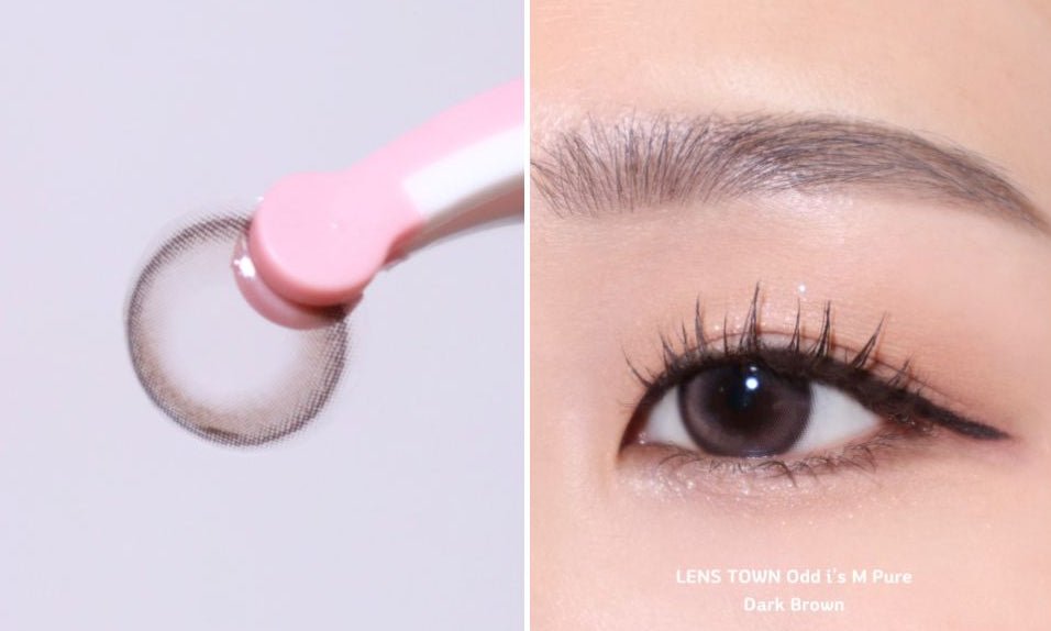 LensTown Odd I's M pure Dark brown colored contact lens, 13.1mm graphic diameter, Monthly wear