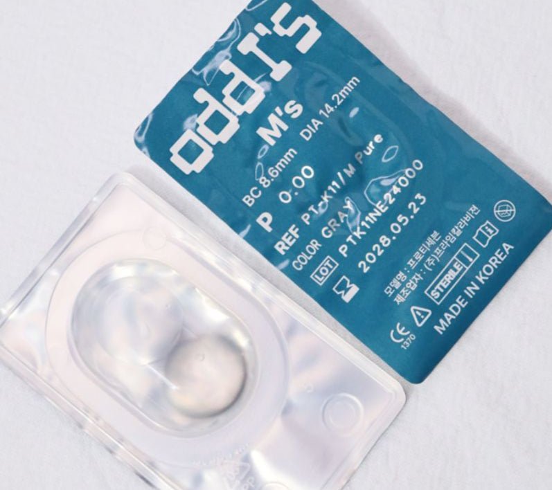 LensTown Odd I's M pure Gray colored contact lens, 13.1mm graphic diameter, Monthly wear