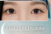 LensTown Odd I's M two tone Gray colored contact lens, 12.8mm graphic diameter, Monthly wear