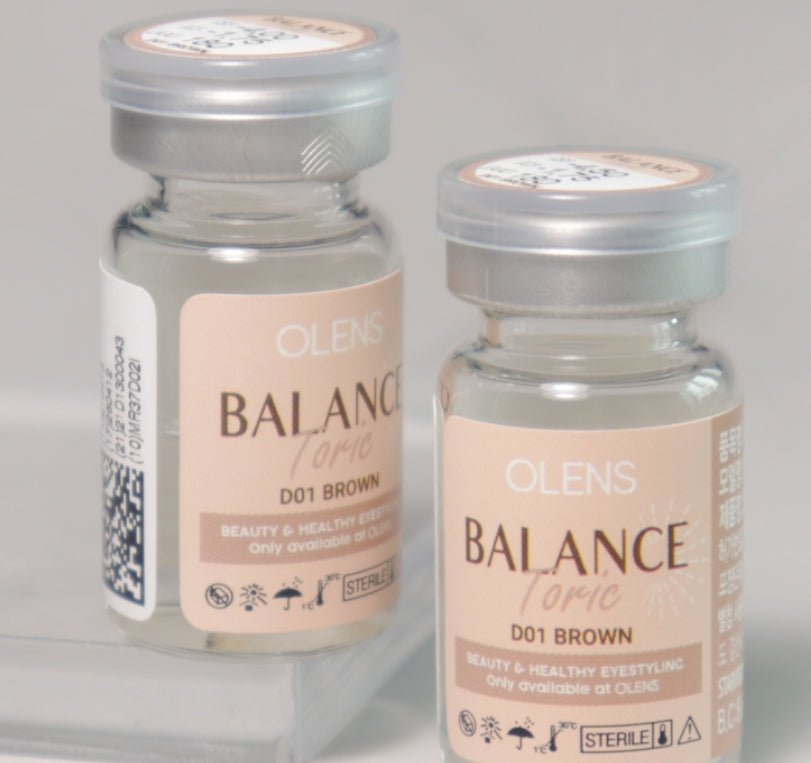 Olens Balance Gray Toric colored contact lens, 13.0mm graphic diameter, 3-6 Months wear