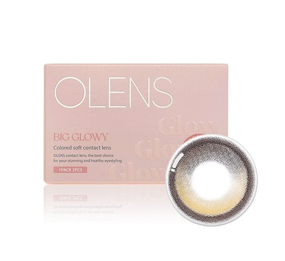 Olens Big Glowy Hazel Brown colored contact lens, 13.6mm graphic diameter, Monthly wear