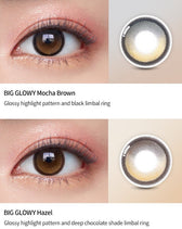 Olens Big Glowy Mocha Brown colored contact lens, 13.6mm graphic diameter, Monthly wear