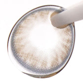 Olens Nella Ash Beige colored contact lens, 13.3mm graphic diameter, Monthly wear