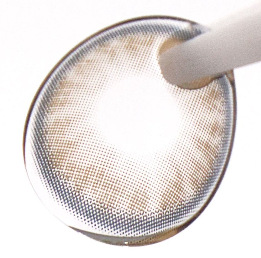 Olens Nella Ash Beige colored contact lens, 13.3mm graphic diameter, Monthly wear