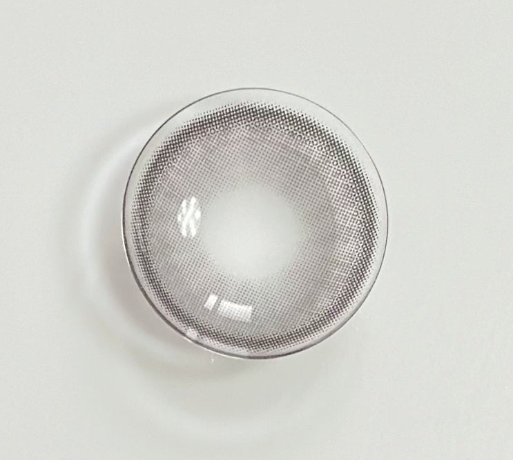 Olens Nella Ash Gray colored contact lens, 13.3mm graphic diameter, Monthly wear