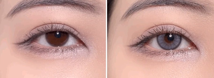 Olens Nella Ash Gray colored contact lens, 13.3mm graphic diameter, Monthly wear