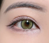 Olens Nella Ash Olive colored contact lens, 13.3mm graphic diameter, Monthly wear