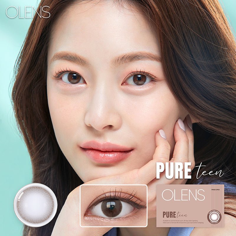 Olens Pure Teen Choco colored contact lens, 12.8mm graphic diameter, Monthly wear