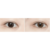 Olens Scandi Hazel — both eyes wearing the contact lenses