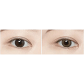 Olens Scandi Olive — both eyes wearing the contact lenses