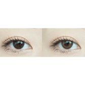 Olens Scandi Olive — both eyes wearing the contact lenses