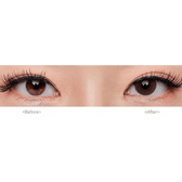 Olens ShineB Brown — both eyes wearing the contact lenses