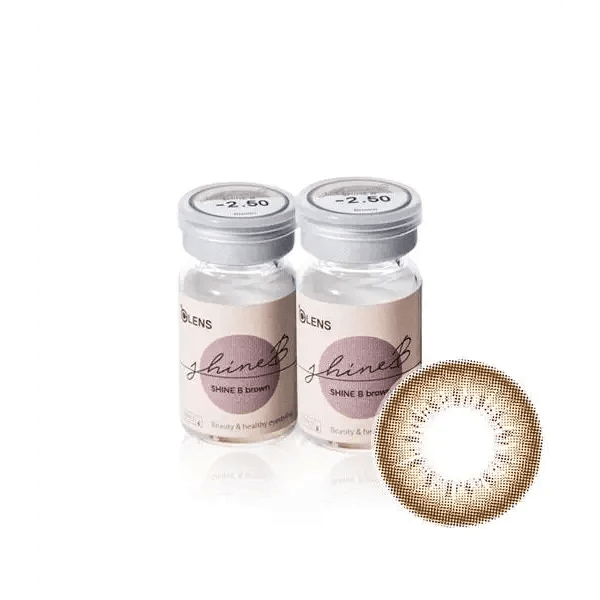 Olens ShineB Brown colored contact lens, 12.9mm graphic diameter, 3-6 Months wear