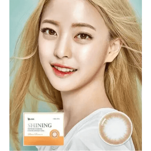 Olens Shining Pure Brown colored contact lens, 12.6mm graphic diameter, Monthly wear