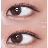 Olens Shining Pure Brown — single-eye close-up showing the contact lens appearance