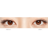 Olens Shining Pure Choco — both eyes wearing the contact lenses