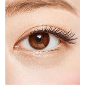 Olens Shining Pure Choco — single-eye close-up showing the contact lens appearance
