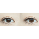Olens Someday Choco — both eyes wearing the contact lenses