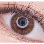 Olens Spanish Brown (20p) — single-eye close-up showing the contact lens appearance