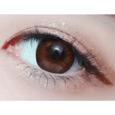 Olens Spanish Real Brown — single-eye close-up showing the contact lens appearance