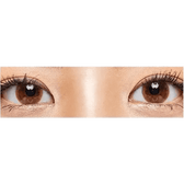 Olens Spring Rain Brown — both eyes wearing the contact lenses