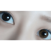 Olens Style Pop 3 Cone Brown — both eyes wearing the contact lenses