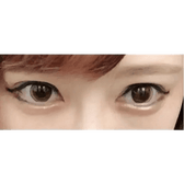 Olens Style Pop 3 Cone Brown — both eyes wearing the contact lenses