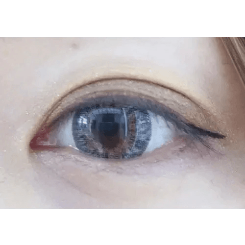 Olens Style Pop 3 Cone Gray — single-eye close-up showing the contact lens appearance