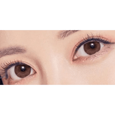 Olens Tika Chocolate Brown — both eyes wearing the contact lenses