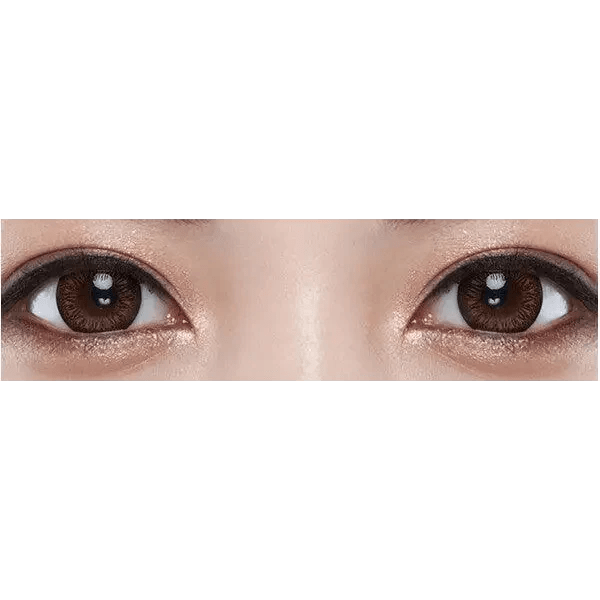 Olens Toy Brown — both eyes wearing the contact lenses