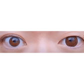 Olens Toy Brown — both eyes wearing the contact lenses